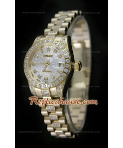 Replica Datejust Rolex Femmes Japanese Montre en Or