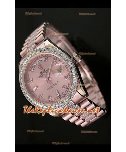 Rolex Day Date Swiss Replica Montre - Taille Moyenne 37 mm - Cadran Everose 
