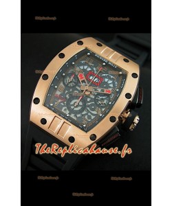 Richard Mille RM011 Filipe Massa Boitier Titane plaqué Or Rose Reproduction Montre Suisse