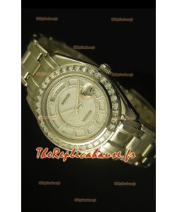 Montre suisse Day Date Rolex avec boîtier en acier inoxydable 