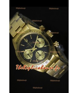 Cosmographe Rolex Daytona 6265 avec cadran noir dans boîtier or