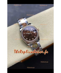 Montre Rolex Super Clone Datejust 31 mm, cadran marron, or rose, Oyster Super Clone