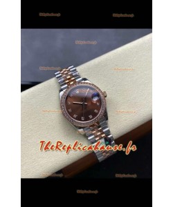 Montre Rolex Super Clone Datejust 31 mm, cadran marron, or rose