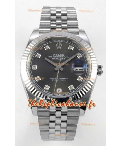 Datejust Super Clone 126334 Cadran diamants gris 41MM MVMNT BALANCIER LIBRE 3235