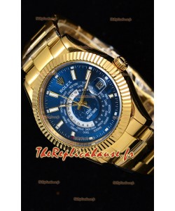 Rolex SkyDweller montre suisse avec boîtier en or jaune de 18 carats - cadran bleu édition DIW