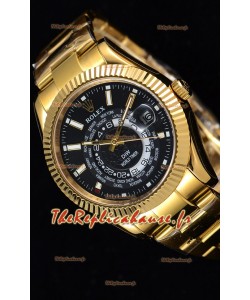 Rolex SkyDweller montre suisse avec boîtier en or jaune de 18 carats - cadran noir édition DIW