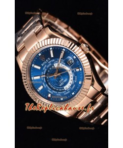 Rolex SkyDweller montre suisse avec boîtier en or rose de 18 carats - cadran bleu profond édition DIW