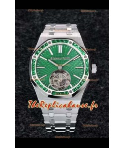 Audemars Piguet Royal Oak Flying Tourbillon 41mm en or rose 904L avec cadran vert - Cadran Tapisserie vert