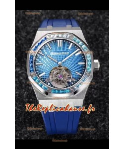 Montre Audemars Piguet Royal Oak Tourbillon 41mm Cadran bleu en boîtier 904L - Cadran bleu tapisserie 