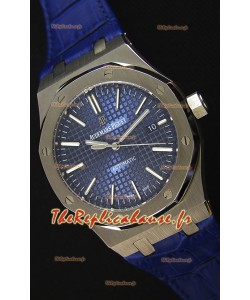 Audemars Piguet Royal Oak 41MM cadran bleu bracelet en cuir - 1:1 Miroir Édition Ultime