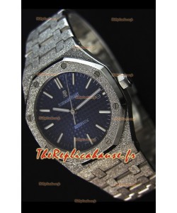 Montre Audemars Piguet Royal Oak givré à remontage automatique avec Cadran en or blanc bleu Réplique à l’identique 