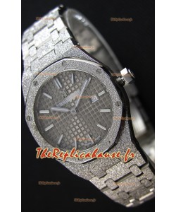 Montre Audemars Piguet Royal Oak Or Blanc Givré à QUARTZ Cadran Gris Réplique à l’identique 1:1 -33 mm 