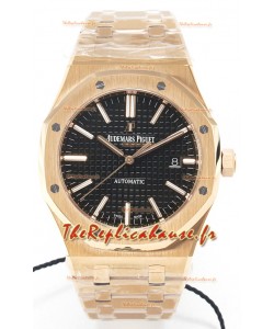 Audemars Piguet Royal Oak 15400 41MM Cadran noir en or rose Super Clone Réplique Montre