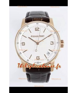 Montre réplique Audemars Piguet CODE 11.59 15210R Réplique Montre Suisse en Or Rose Cadran Blanc 41MM