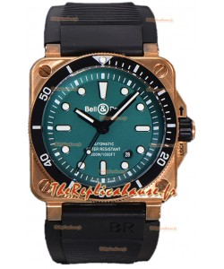 Bell & Ross BR03-92 Diver Cadran vert Boîtier bronze Montre suisse réplique 1:1