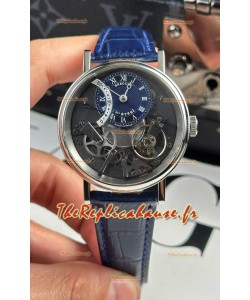 Breguet Tradition 7057BR/R9/9W6 Tourbillon simple en acier Réplique de la montre suisse à bracelet bleu