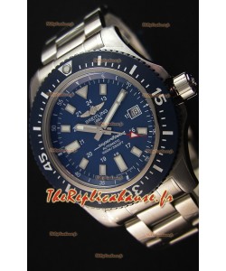 Montre Breitling SuperOcean 44 Suisse en acier spécial Couleur Bleu Marin avec bracelet en acier Réplique