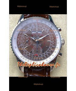 Breitling Montbrilliant Superclone Réplique Montre cadran marron - Boîtier acier 904L