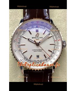 Breitling Navitimer 1 Réplique Montre Suisse Automatique avec Cadran Blanc Lunette Or Rose