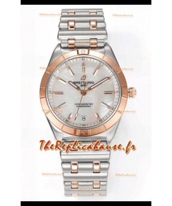 Breitling Chronomat 36MM Boîtier or rose 2 tons Réplique de montre 1:1 Cadran perle