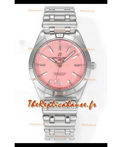 Breitling Chronomat 36MM Boîtier Acier Inoxydable 1:1 Réplique Montre Cadran Rose