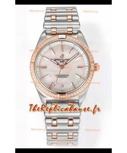 Breitling Chronomat 36MM Boîtier or rose 2 tons Réplique de montre 1:1 Cadran perle
