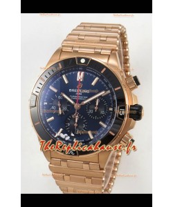 Breitling Chronomat Super Clone B01 42 édition suisse or rose boîtier cadran bleu