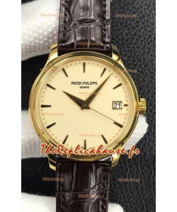 Patek Philippe Calatrava 5227J-001 Cadran jaune pâle 1:1 Miroir Réplique Suisse Boîtier en or jaune