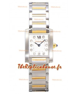 Cartier Tank Francaise or jaune deux tons montre suisse à quartz réplique 25.70MM