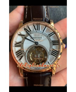 Rotonde De Cartier Flying Tourbillon Réplique Montre suisse Super Clone en or jaune
