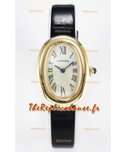 Cartier Baignoire Or Jaune Réplique Montre suisse Super Clone 1:1 Bracelet Noir