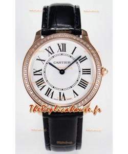 Ronde Louis Cartier Montre Super Clone 36MM Or Rose en Mouvement Quartz Suisse