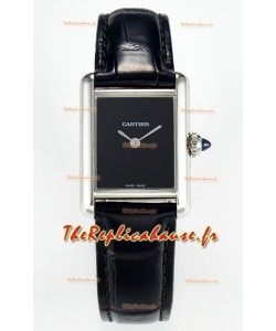Tank Must Montre Cartier Super Clone Edition 29MM en Acier Cadran Noir 