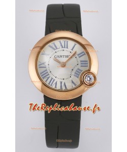 Montre Ballon Blanc De Cartier Super Clone 30MM en Or Rose Bracelet Vert
