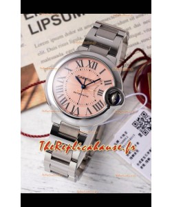 Ballon De Cartier Automatique Suisse Cadran Beige Qualité Miroir 33MM en Acier Inoxydable