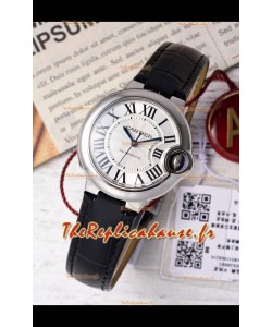 Ballon De Cartier Automatique Suisse Cadran Blanc Qualité Miroir 33MM en Acier Inoxydable 