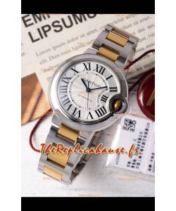 Ballon De Cartier Automatique Suisse Cadran Blanc Qualité Miroir 33MM en Boîtier Bicolore