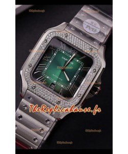 Cartier Santos De Cartier 904L Acier Cadran Vert Réplique Montre Super Clone 40MM 