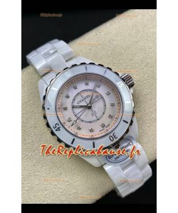 Chanel J12 Ladies Montre en céramique blanche Cadran perle Réplique de montre 1:1
