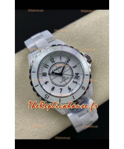 Chanel J12 38MM Montre boîtier en céramique blanche Réplique montre automatique 1:1