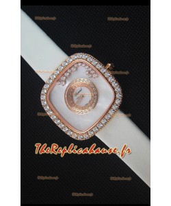 Chopard Happy Diamonds 38mm, Sangle Blanche et Cadran Blanc