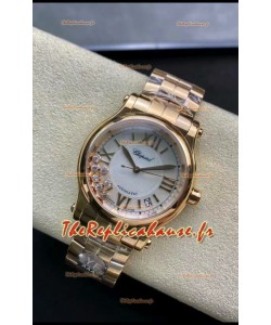 Chopard Happy Sport Montre 1:1 Suisse à Quartz 36MM avec boîtier en or rose et cadran blanc