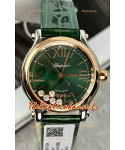 Chopard Super Clone Happy Sport Montre en or rose avec cadran vert - Mouvement automatique 36MM