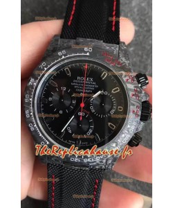 Montre Rolex Daytona DiW Carbone forgé Réplique miroir 1:1 avec bracelet en nylon