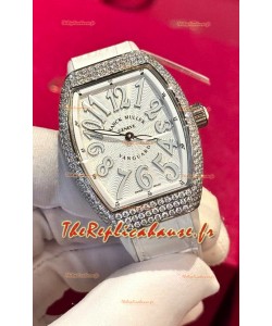 Franck Muller V32 Réplique de la montre suisse à quartz Mossanite 1:1 36MM Chiffres blancs