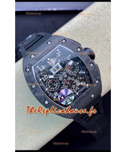 Montre Richard Mille RM011 Felipe Massa 1:1 Qualité Miroir Une Pièce Boîtier Carbone Forgé Noir
