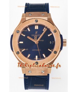 Hublot Super Clone Classic Fusion Or Rose 38MM Réplique Montre 1:1 Cadran Bleu