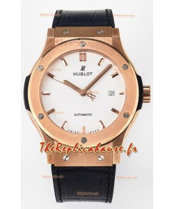 Hublot Super Clone Classic Fusion Or Rose 42MM Réplique Montre 1:1 Cadran Blanc