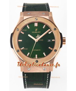 Hublot Super Clone Classic Fusion Or Rose 42MM Réplique Montre 1:1 Cadran Vert