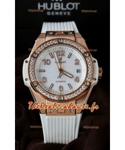 Hublot Big Bang One Click King Cadran Blanc Or Rose Réplique Montre Suisse 39MM